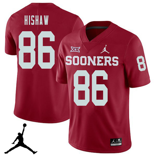 Jordan Brand Men #86 Carlos Hishaw Oklahoma Sooners 2018 College Football Jerseys Sale-Crimson - Click Image to Close